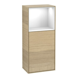V&B Armoire latérale Éclairage mural Finion 41,8x93,6cm, gauche, étagère sup. blanc brillant, Oa ven