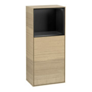 V&B Armoire latérale Éclairage mural Finion 41,8x93,6cm, gauche, étagère sup bleue, placage Oa