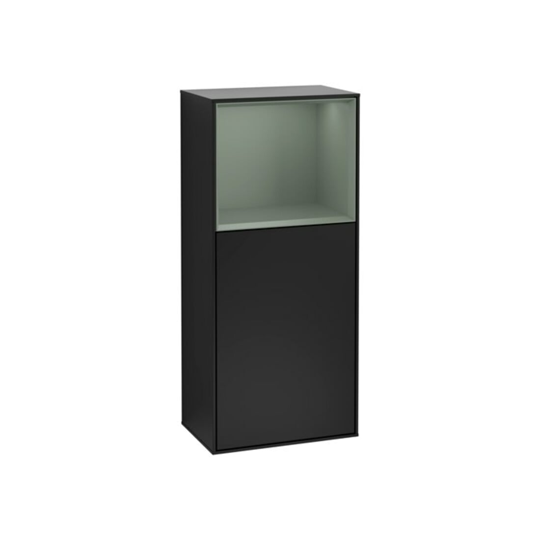 V&B Armoire latérale Finion 41,8x93,6 cm, g, étagère sup, huile m, bleu m laque