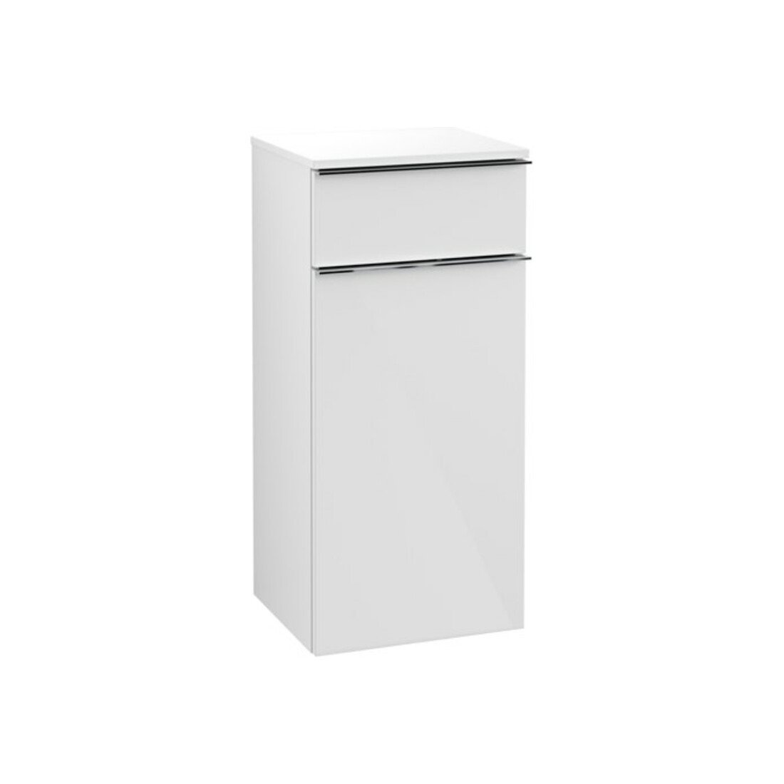 V&B Armoire latérale Venticello 40,4x86,6x37,2cm, gauche, gris chromé, blanc brillant