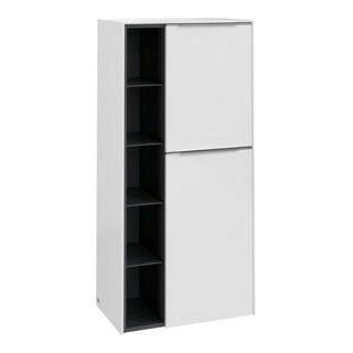V&B Armoire moyenne Subway 3.0 57,4x120x36,2cm, porte droite/grise AL g, blanc brillant