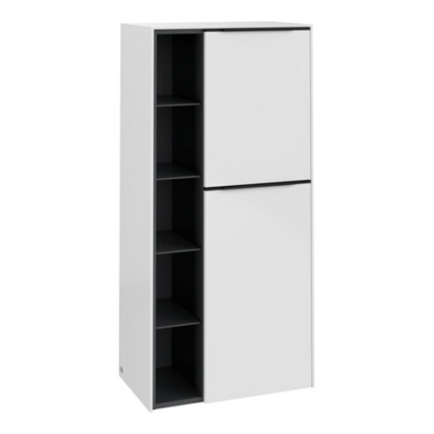 V&B Armoire moyenne Subway 3.0 57,4x120x36,2cm, porte droite/grise, Bri blanc