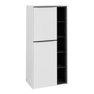 V&B Armoire moyenne Subway 3.0 57,4x120x36,2cm, porte gauche/grand avant bleu, corps blanc