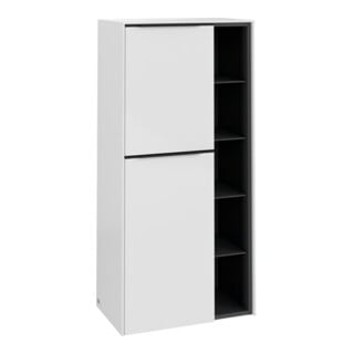 V&B Armoire moyenne Subway 3.0 57,4x120x36,2cm, porte gauche/grande avant, blanc brillant