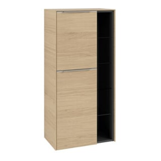 V&B Armoire moyenne Subway 3.0 57,4x120x36,2cm, porte gauche/grise AL brillante, Nord Oa