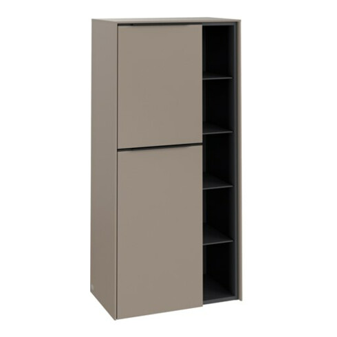 V&B Armoire moyenne Subway 3.0 57,4x120x36,2cm, porte gauche/grise bleu volcan, Taupe