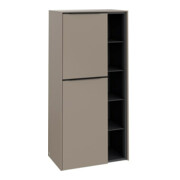 V&B Armoire moyenne Subway 3.0 57,4x120x36,2cm, porte gauche/grise bleu volcan, Taupe