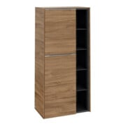 V&B Armoire moyenne Subway 3.0 57,4x120x36,2cm, porte L/gr aluminium brillant, chêne naturel