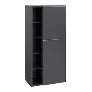 V&B Armoire moyenne Subway 3.0 57,4x120x36,2cm, porte R/gr Aluminium brillant, graphite