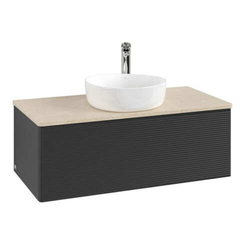 V&B Armoire sous lavabo avec structure de façade, éclairage Antao 100x36x50cm, HL, WBP botti., bleu m Lac