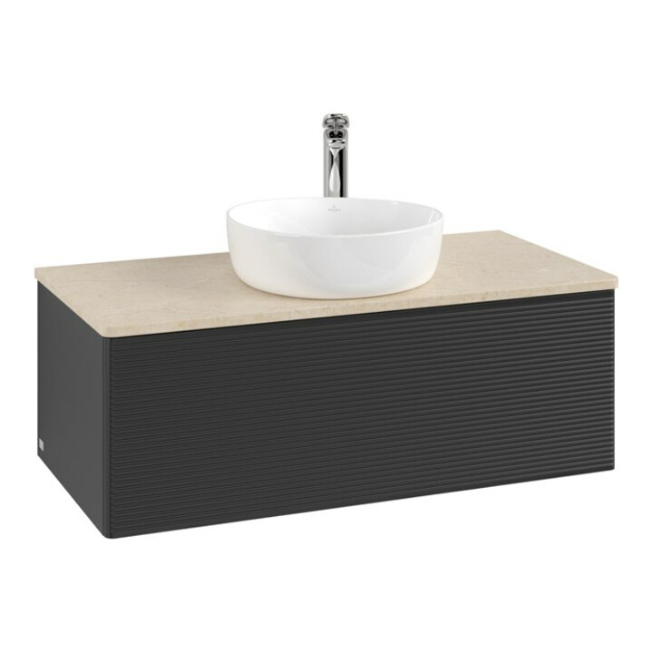 V&B Armoire sous lavabo avec structure de façade, éclairage Antao 100x36x50cm, HL, WBP botti., bleu m Lac