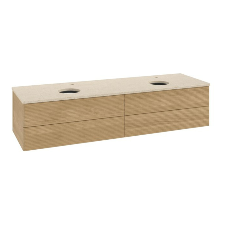 V&B Armoire sous lavabo avec structure de façade, éclairage Antao 160x50cm, H-I-P, couleur WBP botti., chêne miel