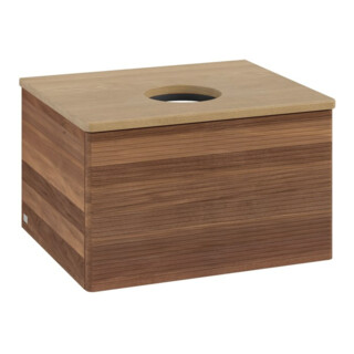 V&B Armoire sous lavabo avec structure de façade - Éclairage Antao 60x36x50cm, couleur WBP miel Oa, noyer w.