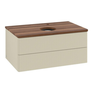 V&B Armoire sous lavabo avec structure de façade - Éclairage Antao 80x36x50cm, HL, WBP w. wal, si Gr m Lac