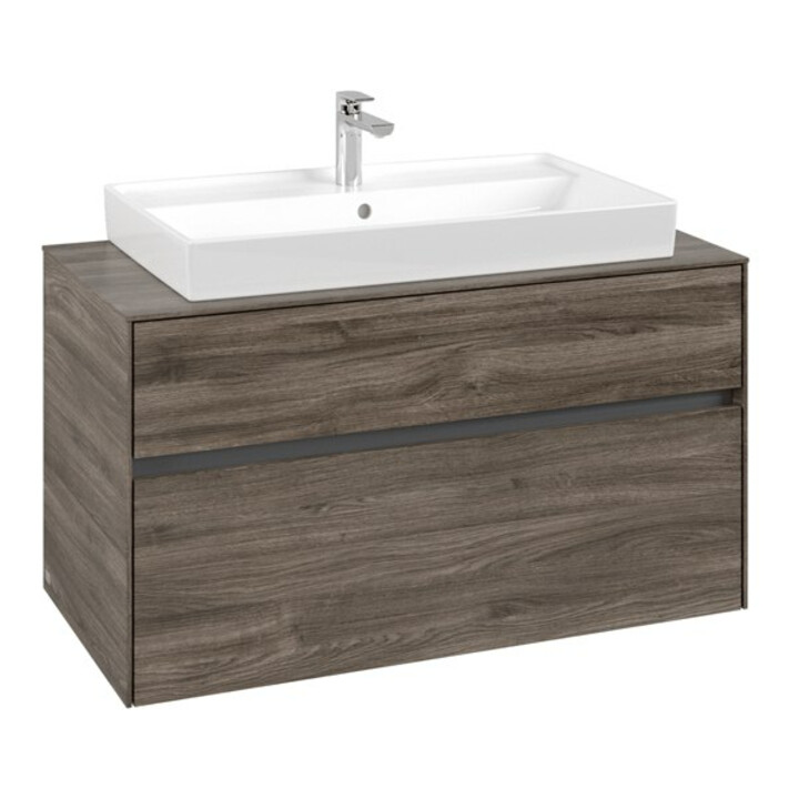 V&B Armoire sous lavabo Collaro 100x54,8x50 cm, vasque centrale, chêne pierre