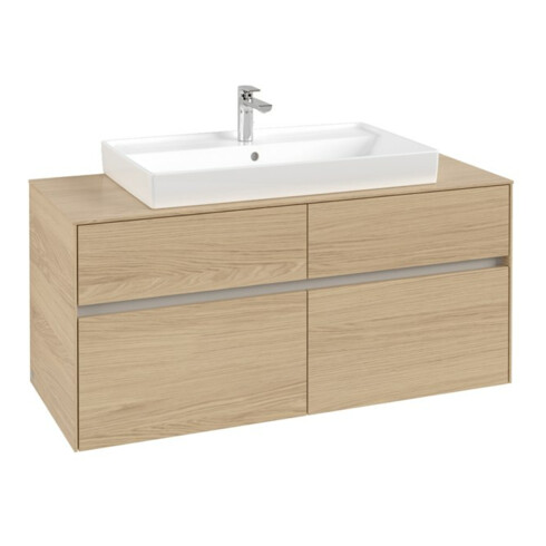 V&B Armoire sous lavabo Collaro 120x54,8x50cm, vasque centrale, chêne nordique