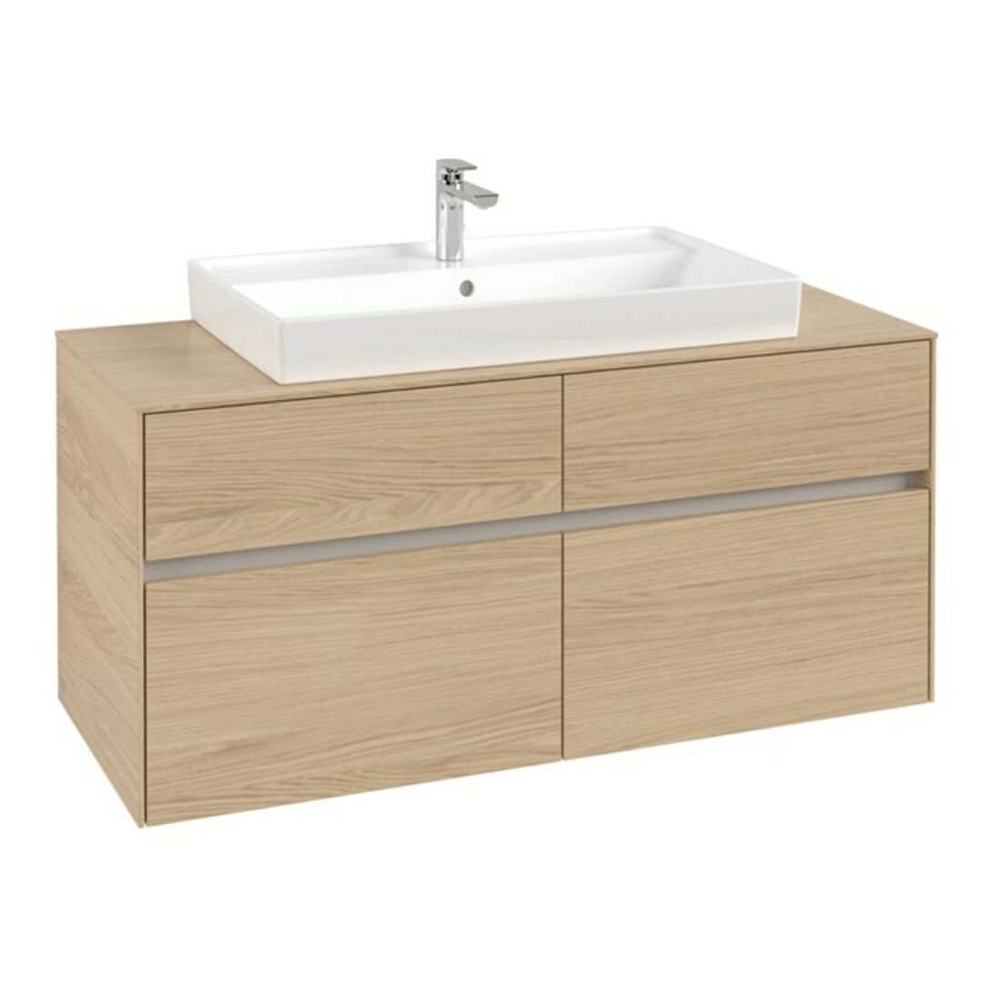 V&B Armoire sous lavabo Collaro 120x54,8x50cm, vasque centrale, chêne nordique