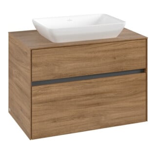 V&B Armoire sous lavabo Collaro 80x54,8x50cm, vasque centrale, chêne Kansas