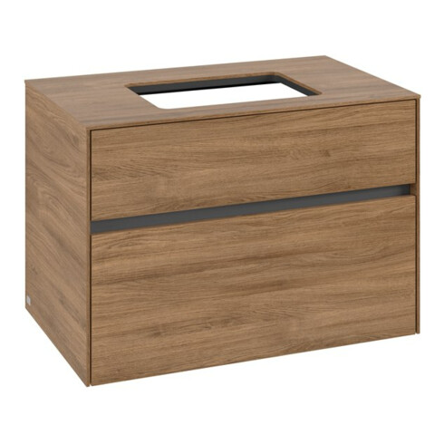 V&B Armoire sous lavabo Collaro 80x54,8x50cm, vasque centrale, chêne Kansas