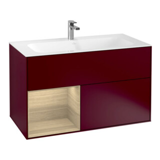 V&B Armoire sous-lavabo Éclairage mural Finion 99,6x59,1cm, étagère gauche, Peony mat