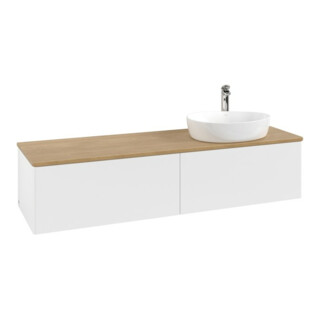 V&B Armoire sous lavabo sans structure de façade - Éclairage Antao 160x50cm, H-I-P, WBP hon. Oa, blanc avec Lac
