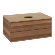 V&B Armoire sous lavabo sans structure de façade - Éclairage Antao 80x36x50cm, couleur WBP hon. Oa, noyer-3