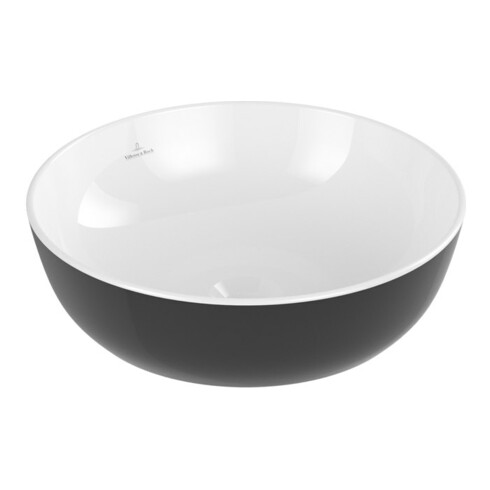 V&B Artis vasque à poser d 43 cm, ronde, sans robinet, sans trop-plein, Coal Black