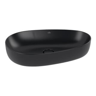 V&B Aufsatzwaschtisch ANTAO 65x40cm, asym., o. ÜL, pure black C-plus