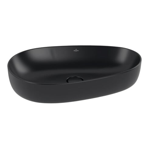V&B Aufsatzwaschtisch ANTAO 65x40cm, asym., o. ÜL, pure black C-plus