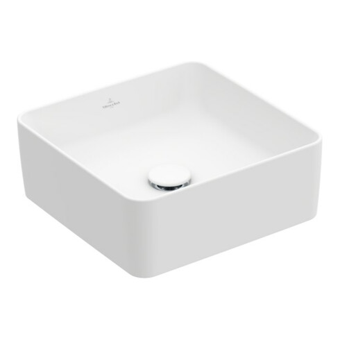 V&B Aufsatzwaschtisch Collaro 38x38cm, o Überlauf, stone white C-plus