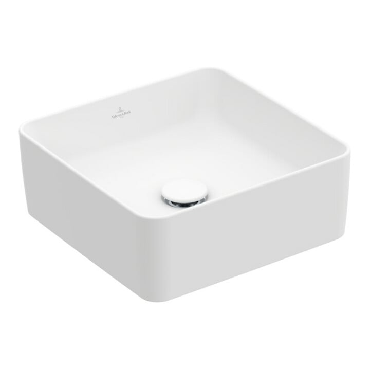 V&B Aufsatzwaschtisch Collaro 38x38cm, o Überlauf, stone white C-plus