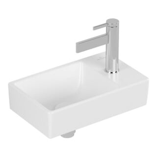 V&B AVENTO Lavabo à main 36x22 cm, 1 trou robinet, sans trop-plein, gauche, blanc brillant C-plus