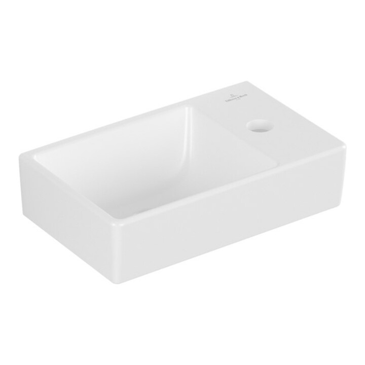 V&B AVENTO Lavabo à main 36x22 cm, 1 trou robinet, sans trop-plein, gauche, blanc brillant C-plus