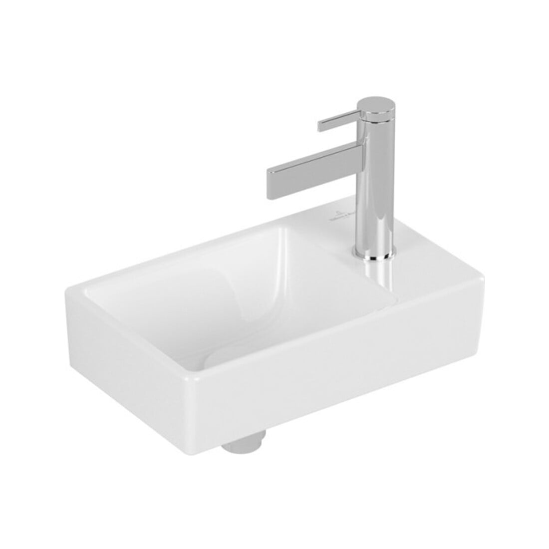 V&B AVENTO Lavabo à main 36x22cm, 1 Trous, sans trop-plein, gauche, blanc
