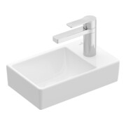V&B Avento lavabo mural 36x22 cm, 1 trou robinet, sans trop-plein, gauche, bleu C+