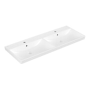 V&B AVENTO Meuble double vasque 120x47 cm, angle, 2 trous robinets, avec siphon, blanc C+
