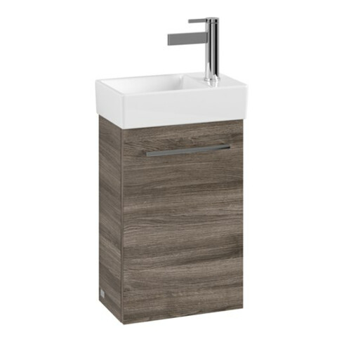 V&B Avento Meuble sous lavabo 34x51,4x23,4 cm, 1 tiroir, gauche, verre brillant, blanc Oa