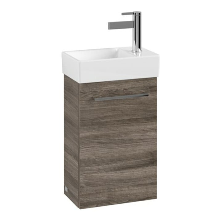 V&B Avento Meuble sous lavabo 34x51,4x23,4 cm, 1 tiroir, gauche, verre brillant, blanc Oa