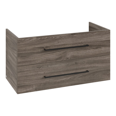 V&B Avento Sous-meuble lavabo 98x51,4x48cm, 2 tiroirs, bois, gris bleuté, mat