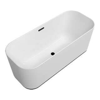 V&B Baignoire îlot Finion Équip. bleu mat 170x70 cm, trop-plein, sortie, arrivée, blanc