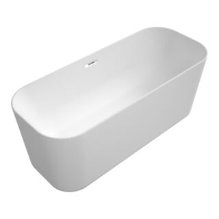 V&B Baignoire îlot rectangulaire FINION 170x70 cm, arrivée, anneau de vidange, blanc brillant, chromé