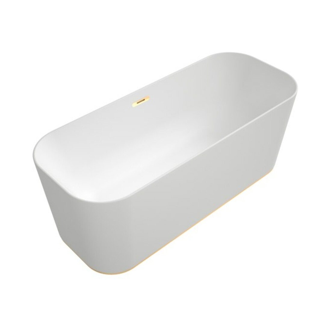 V&B Baignoire îlot rectangulaire FINION 170x70 cm, arrivée d'eau, blanc pierre, or