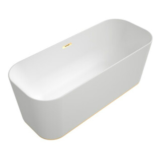 V&B Baignoire îlot rectangulaire FINION 170x70 cm, arrivée, EM, blanc pierre, or