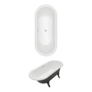 V&B Baignoire rectangulaire Hommage 171x77x61,7 cm, f., Qua., Col. o Dem., blanc