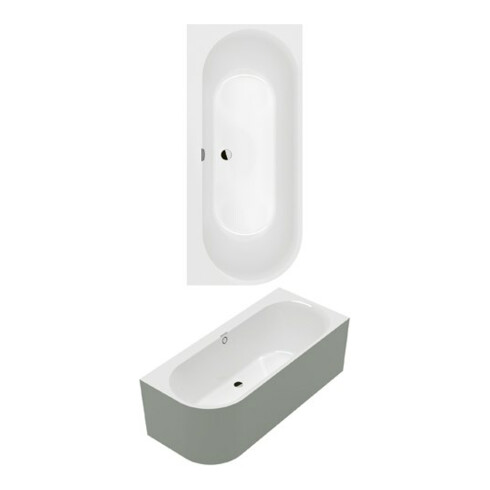 V&B Baignoire rectangulaire Oberon 180x80x62cm, pré-installée, acrylique, droite, blanche