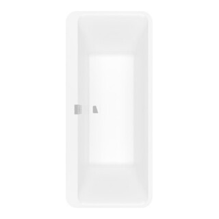 V&B Baignoire rectangulaire Squaro Edge 12 Duo 180x80 cm, blanc brillant, avec trop-plein/couverture, chromé