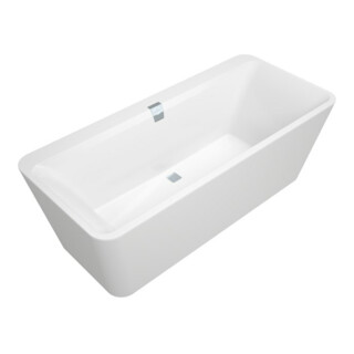 V&B Baignoire rectangulaire Squaro Edge 12 Duo 180x80cm, vidage central, îlot, avec siège, blanc