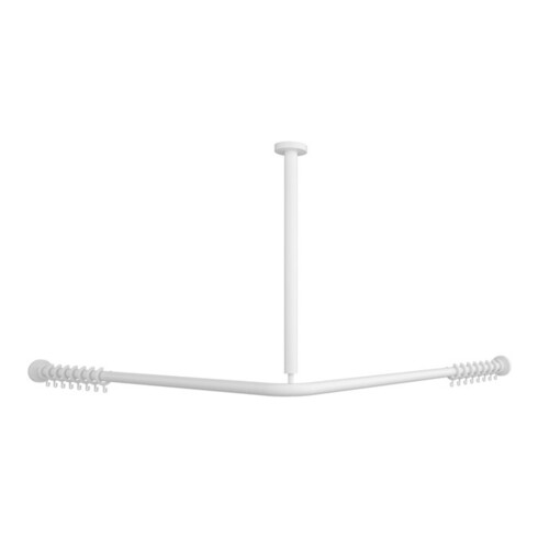 V&B Barre de douche Vicare Fonction 120x120cm, blanc, pour rideau, d'angle
