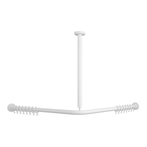 V&B Barre de douche Vicare fonction 90x90cm, blanc, pour rideau, d'angle