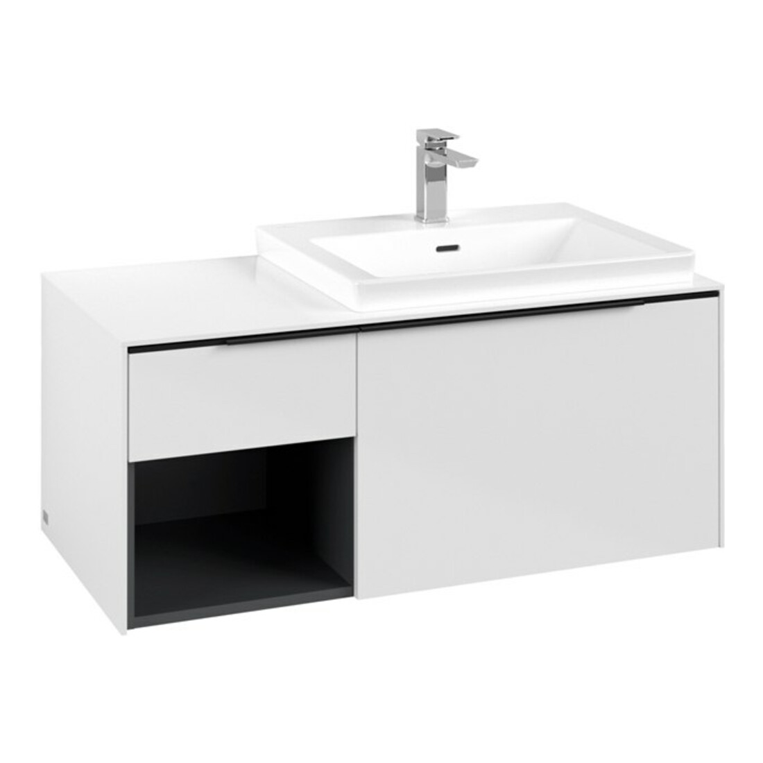 V&B Beck. sous-meuble lavabo Subway 3.0 100,1x42,25x51,6cm, blanc mat/gris bois